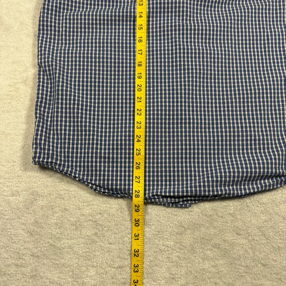 Lucky Brand Mens‎ White Label Fit Blue Gingham Button Down Shirt Large L